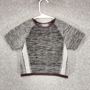 Athleta Impact Cropped Tee Tshirt Sz XS Compression Gray Heathered Short Sleeve